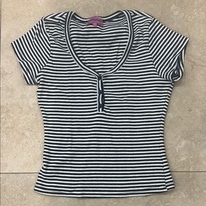 Edikted navy (dark navy) and White Striped Short Sleeve Tee